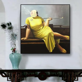 100% Ручная роспись на холсте известного художника Liu Bao June's Elegant Woman, красивая картина для украшения стен в домашней комнате