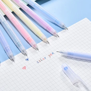 12 Цветная Гелевая Ручка Прозрачный Простой Стиль 0,5 мм шариковая ручка для журнала Милые Школьные стационарные принадлежности