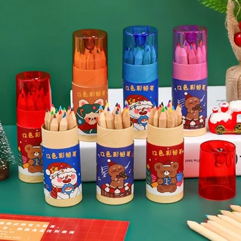 12 цветных карандашей для детских канцелярских принадлежностей, Рождественский подарок 2022, школьные принадлежности, Бесплатная доставка, деревянный цветной карандаш для рисования