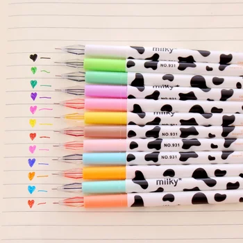 12шт цветов Прямая жидкая гелевая ручка, быстросохнущие цветные гелевые ручки большой емкости, ручки-роллеры 0,38 мм, школьные канцелярские принадлежности