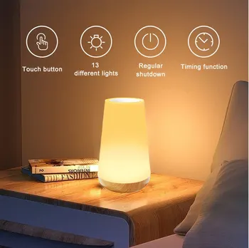 13-цветной сенсорный ночник с дистанционным управлением, USB-аккумуляторная прикроватная лампа, настольная лампа с регулируемой яркостью, декоративная лампа для комнаты