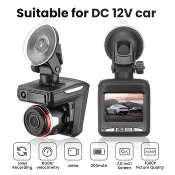 2 В 1 Автомобильная Приборная Камера Full HD 1080P Радар-Детектор Автомобильный Видеорегистратор Цифровой Видеомагнитофон Dash Cam G-сенсор Видеокамера Ночного Видения