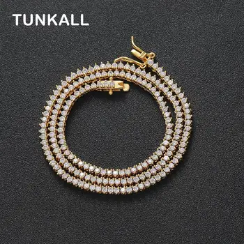 2 мм 3 зубца Теннисное ожерелье Chian, женское модное ожерелье Chian, ювелирные изделия из латуни с фианитами BC155