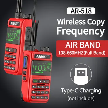 2 ШТ ABBREE AR-518 в Воздушном Диапазоне 108-660 МГц Автоматическая Беспроводная Рация с Копирующей Частотой Большой Дисплей для UV-5R Двухстороннего Радио