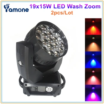 2 шт./лот 19X15 Вт 4в1 LED Moving Head Wash Zoom Light Circle Control DMX RGBW Wash Effect Сценический Свет Для DJ-Оборудования С чехлом