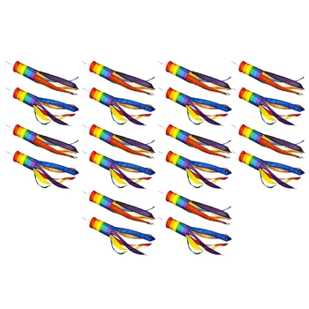 20 штук ветрозащитных красочных подвесных украшений Windsock для подвешивания на открытом воздухе