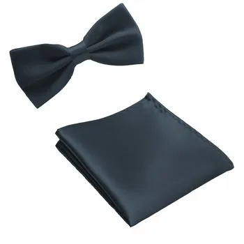 2019 Однотонный набор галстуков-бабочек с квадратными карманами для мужчин, Носовой платок, Свадебный галстук-бабочка