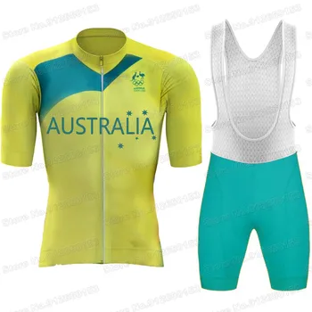 2022 Австралия Комплект велосипедной майки Австралийская национальная сборная Велосипедная одежда Рубашки для горных шоссейных велосипедов Костюм MTB Велосипедный нагрудник Короткий