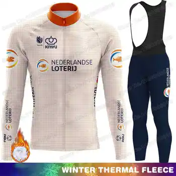 2023 Велосипедная майка Нидерландов Зимний комплект Велосипедной одежды Национальной сборной Нидерландов Мужская Дорожная велосипедная термокуртка, костюм Велосипедные брюки