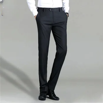 2023 Весенние новые мужские стрейчевые белые однотонные брюки классического стиля Slim Fit из мягких тканей, мужские брендовые деловые повседневные брюки A30