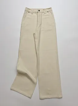 2023 Весенние прямые повседневные брюки с высокой талией, хлопковые джинсы для женщин