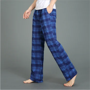 2023 Весна-лето, мужские пижамные штаны из 100% хлопка, мужские ночные брюки больших размеров, топовые брюки для отдыха, мужские повседневные клетчатые домашние брюки