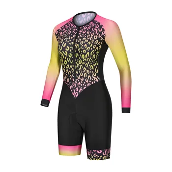 2023, женский велосипедный комбинезон с длинным рукавом, комплект трикотажных изделий, Летний велосипедный комплект для триатлона, одежда, дорожный велосипедный костюм, MTB Комбинезон