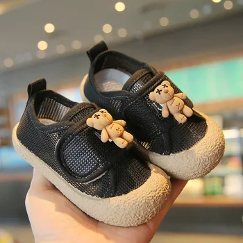 2023 Летняя детская повседневная обувь из сетчатого материала для мальчиков, обувь для прогулок с милым медвежонком для девочек