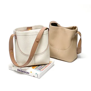 2023 Новая высококачественная Весенне-летняя сумка-мешок из натуральной кожи для женщин, брендовые дизайнерские сумки через плечо, модная женская сумка-тоут