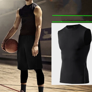 2023 Новая футболка, мужской компрессионный быстросохнущий жилет Без рукавов, стрейчевые топы для спортзала