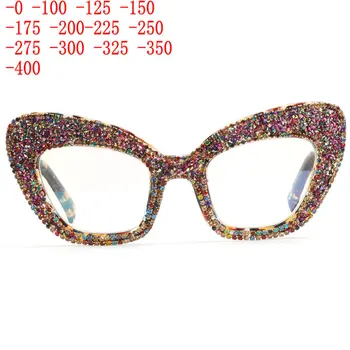 2023 Новые роскошные очки для близорукости со стразами, женские компьютерные очки с синим светом, негабаритные очки с украшением в виде кошачьего глаза, Bling Eyewear XN