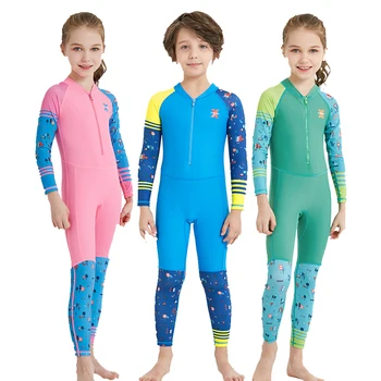 2023 Новый Детский мультяшный водолазный костюм, цельный солнцезащитный купальник с длинным рукавом, Пляжный быстросохнущий костюм для серфинга, купальники