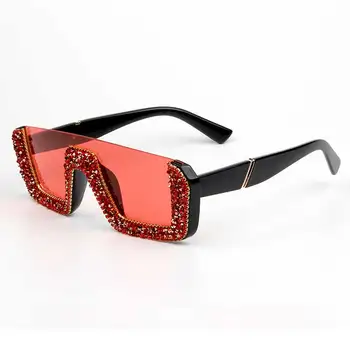2023 Роскошные Квадратные солнцезащитные очки со стразами, Брендовые Дизайнерские Женские очки в полукадровой оправе, Винтажные очки, женские очки в трендовом стиле.