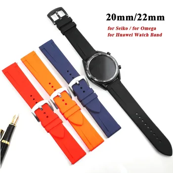 20мм 22мм Силиконовый Ремешок для Samsung Galaxy Watch3/4 40мм 41мм Быстроразъемный Браслет Спортивный Пояс для Дайвинга Huawei Watch GT 46мм