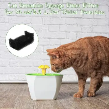 20шт Губчатый фильтр для воды для домашних животных, сменный фильтр для фонтана для кошек, пенопласт для фонтанов с диспенсером для воды для кошек с верхом из нержавеющей стали