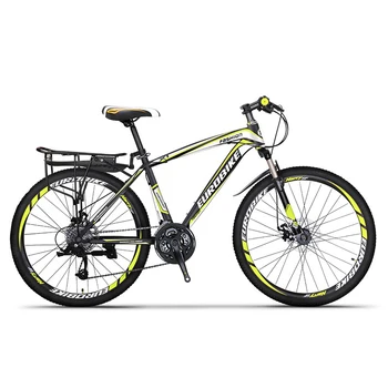 26-дюймовый горный велосипед с регулируемой скоростью вращения 24/27, Рама из углеродистой стали, двойной дисковый тормоз, мужской и женский горный велосипед для бездорожья