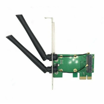 2X Беспроводная карта Wifi Mini PCI-E Express к адаптеру PCI-E с 4 внешними антеннами для ПК