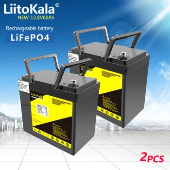 2шт Аккумулятор Lifepo4 емкостью 12 В 60 Ач, 12,8 В, встроенные водонепроницаемые литий-железо-фосфатные элементы BMS Для инвертора лодочного электродвигателя