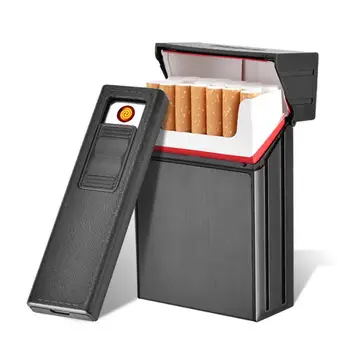 3,7 В 035A USB Металлический Портсигар Перезаряжаемая Ветрозащитная Зажигалка Коробка для Дозирования Табака для 20 Сигарет Чехол Для Дозирования Табака