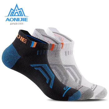 3 пары AONIJIE E4101 Дышащие Спортивные Носки с Глубоким Вырезом Для Бега, Четверть Компрессионных Носков, Защита Пятки, Велоспорт