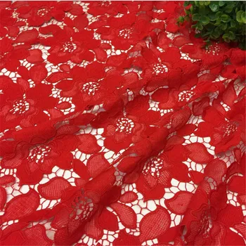 3 Ярда X 120 см Красный Бесплатная доставка Великолепная Мягкая вышивка Полиэстер Венза Кружевная отделка Кружевная ткань LC0056
