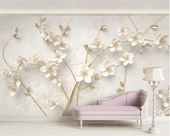 3D обои Beibehang Белая сливовая фреска фон стены телевизора стена гостиной спальни фон телевизора обои-фрески для стен 3 d