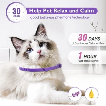 3ШТ Успокаивающий ошейник для кошек и собак, ошейник с феромонами, Расслабляющий, удобный, эффективный, Избавляющий от беспокойства, успокаивающий, снимающий стресс, Уменьшающий