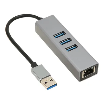 4 Порта USB3.0 Концентратор Многопортовый Подключи и Играй 5 Гбит/с Высокоскоростной Сетевой Адаптер USB3.0 к RJ45 USB Док-станция Серебристо-Серая горячая
