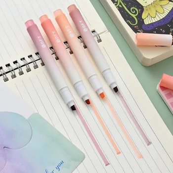 4 шт. / компл. Креативная цветная ручка Kawaii Maker для девочек, пишущих, рисующих, Милые маркеры с надписями Macaron, раскрашивающие школьные принадлежности для рисования