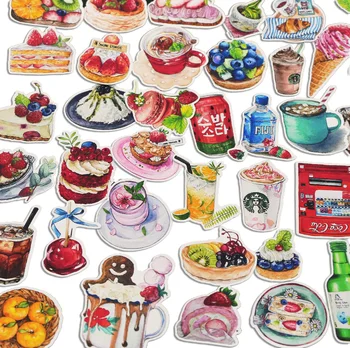 42шт Милые Вкусные наклейки для еды, торта, напитков, деко, Корейские Канцелярские товары, Школьные принадлежности Kawaii