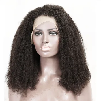 4C Афро-Кудрявая Кружевная застежка, Парики из натуральных волос, Прозрачное кружево, U-образная часть, Бразильские кружевные Фронтальные парики для чернокожих женщин