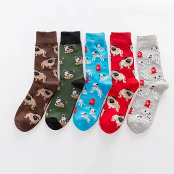 5 пар носков больших размеров, осенне-зимние новые красочные носки для собак, мужские повседневные хлопчатобумажные носки средней длины, носки оптом