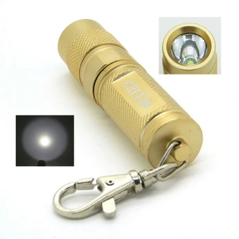 50 шт./лот Мини портативный алюминиевый светодиодный фонарик CREE с белым светом, светодиодный фонарик Gold без розничной упаковки, аварийное освещение