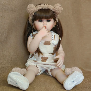 55 СМ Реалистичная кукла-Реборн для малышей, реалистичная кукла-Реборн для девочки, 22-дюймовая кукла-принцесса с полным силиконовым телом для подарка детям