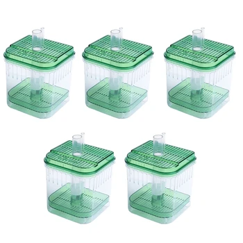 5X Пластиковый квадратный аквариум с рыбками, фильтр для аквариума, нижняя коробка, прозрачный Зеленый