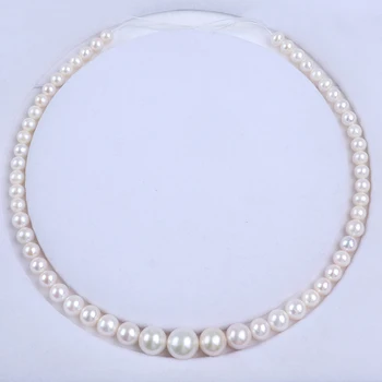 6-13 мм Белая Круглая форма Edison Пресноводный Жемчуг Красивое Ожерелье Ювелирные изделия