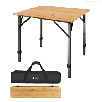 60 * 50 см Складной походный бамбуковый стол с регулируемой высотой Поддержка 80 кг Уличные столы Портативная настольная мебель для барбекю для пикника