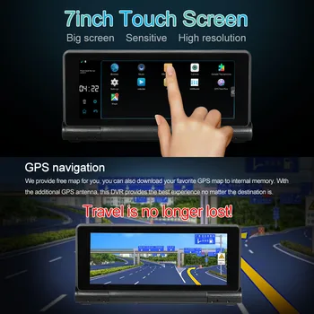7-дюймовая интеллектуальная система Android, 16 ГБ флэш-памяти, GPS-навигатор, автомобильный видеорегистратор с двумя объективами 1080P, регистратор с бесплатной картой, WiFi BT