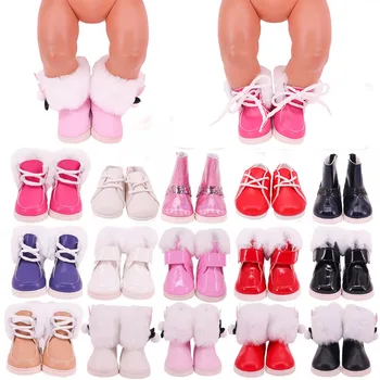 7-Сантиметровая кукольная обувь, зимние плюшевые ботинки и ботильоны Подходят для 18-дюймовой американской куклы и 43-сантиметровой новорожденной куклы, Одежда для девочек, аксессуары для девочек