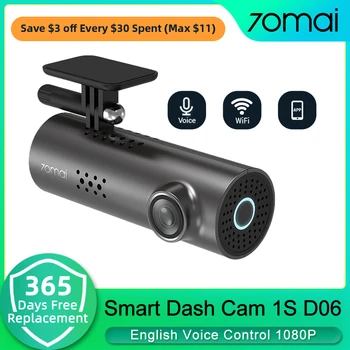 70mai Smart Dash Cam 1S Автомобильный видеорегистратор D06 Приложение для голосового управления на английском языке Подключает широкоугольную циклическую запись с разрешением 130 ° и разрешением 2K