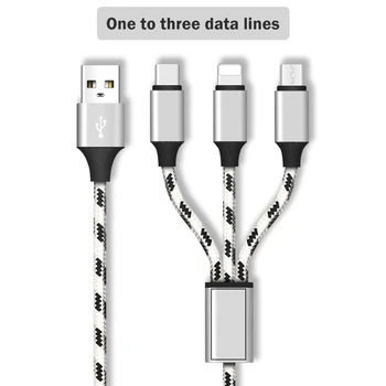 8-контактный зарядный кабель Micro USB Type-C 3в1 для iPhone 12 11 Pro X Samsung Galaxy S9, кабель для зарядки телефона, кабель для зарядного устройства длиной 1,2 м