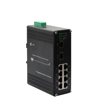 8-портовый 10/100BASE-T RJ45 портов + 2-портовый 100BASE SFP неуправляемый промышленный коммутатор Ethernet