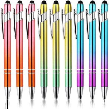9 штук шариковых ручек, удобные ручки для письма, красивый металлический стилус, черные чернила, средняя точка 1,0 мм, подарочные ручки, милые ручки