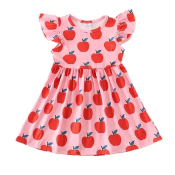 Back To School Летний бутик для девочек Apple Ripe Розовое кружевное платье с рукавами до колен